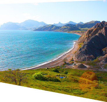 Coastal landscape with turquoise water