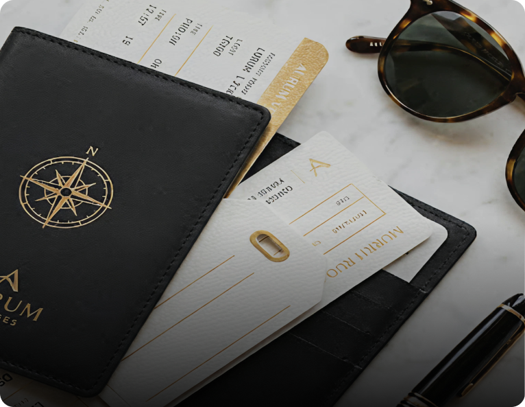 Luxury travel essentials and documents